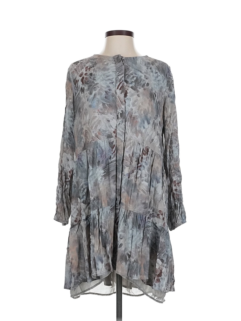Wilfred Washed Blue-Grey Floral Tiered Tunic
